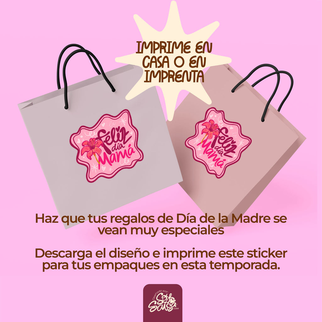 Diseño de Sticker Floral ✿ Feliz Día Mamá