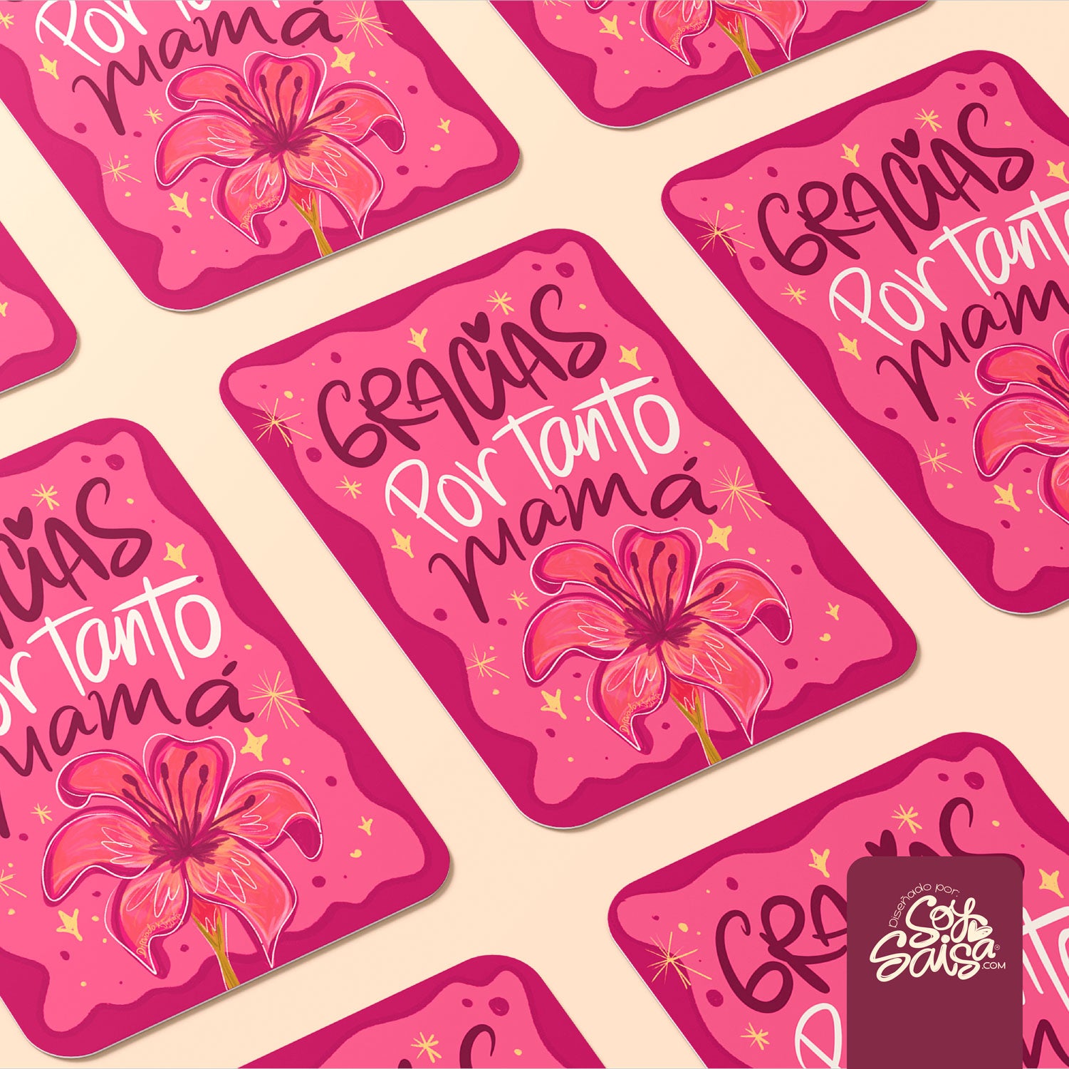 Diseño de Tarjeta Floral ❥ Gracias Mamá