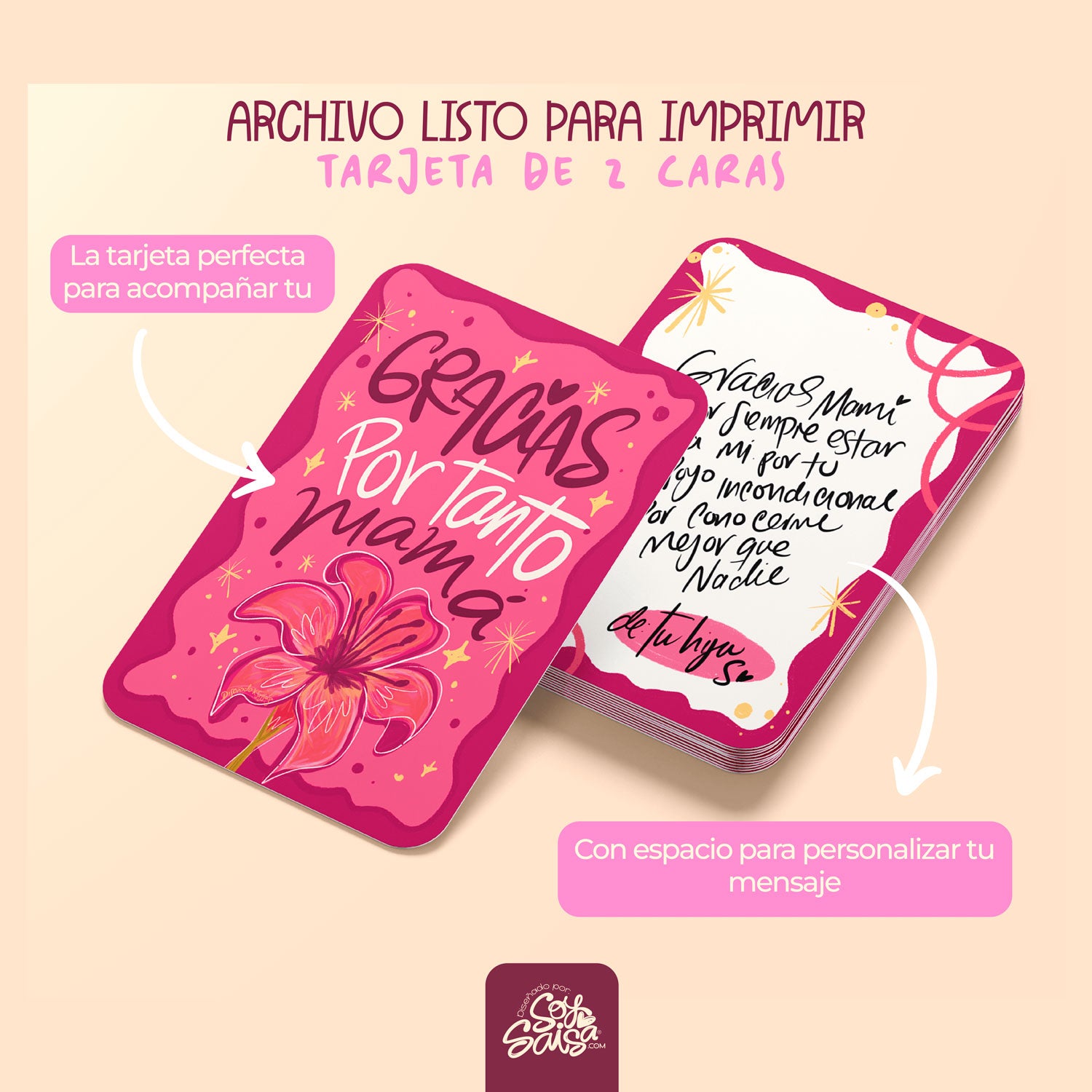 Diseño de Tarjeta Floral ❥ Gracias Mamá