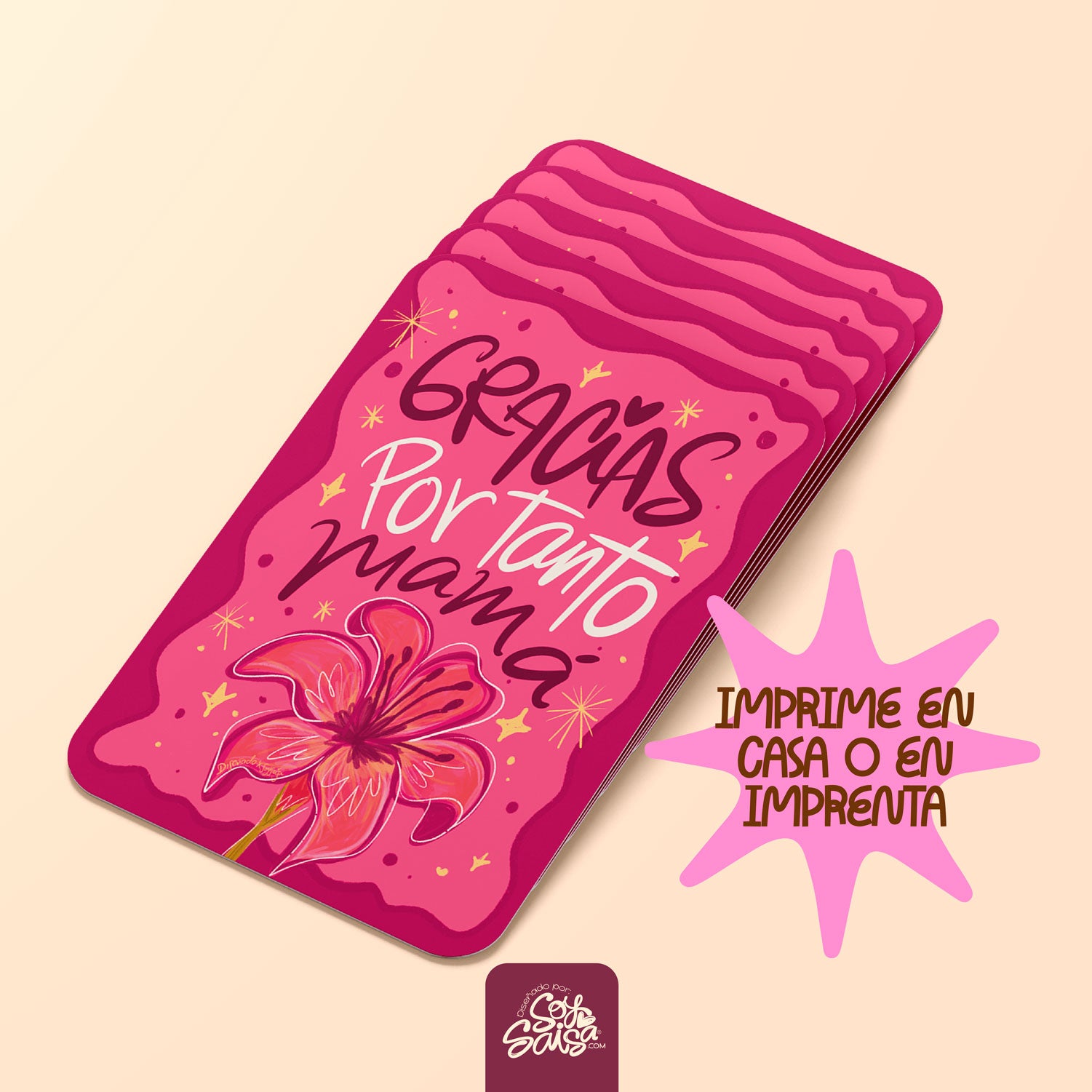 Diseño de Tarjeta Floral ❥ Gracias Mamá